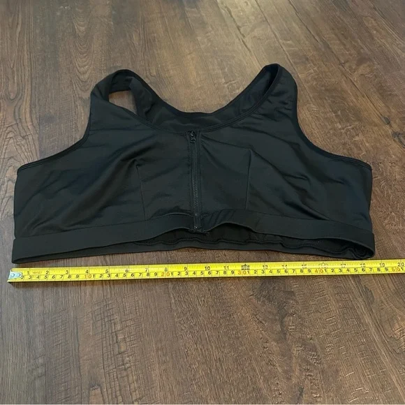 Black Women's Plus Size Zip Front Sports Bra - Picture 5 of 5